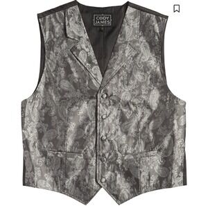 Cody James Mens 3XL Silver Black Paisley Print Western Formal Vest NWT